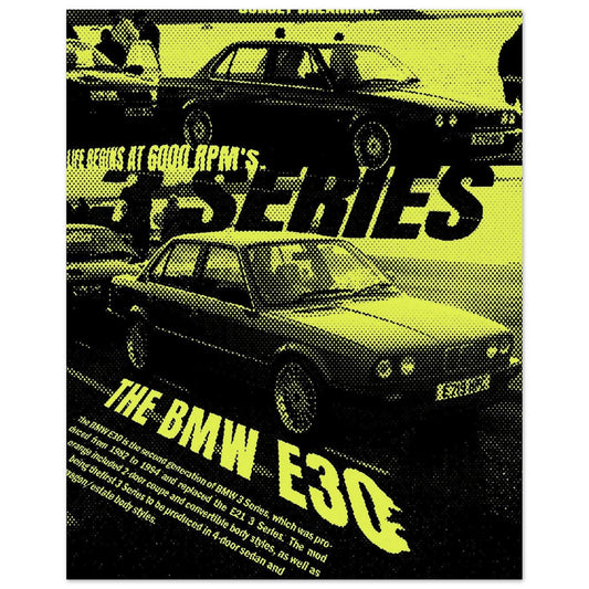 BMW E30 halftone poster